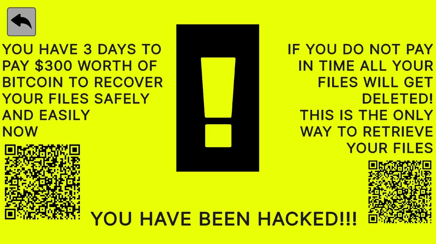 Ransomware screen example Ransomware screen example